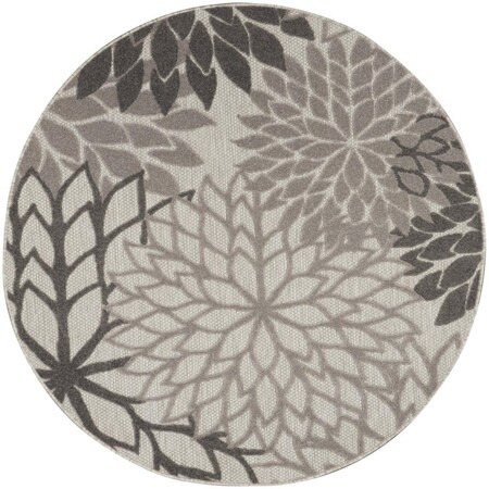 Palacedesigns 5 ft. Round Silver & Gray Indoor & Outdoor Area Rug PA3658038